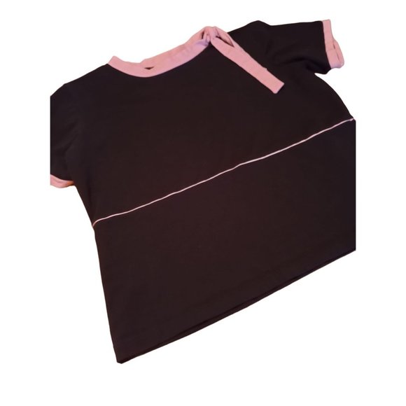 CAROLINA COLORS PLUS Casual Black Round Neck Blouse with Pink Accents Size 14-16 - Picture 2 of 3